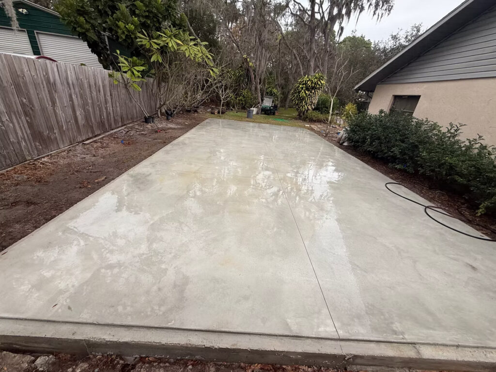 Freshly Poured Concrete Slab Patio | Crego Concrete